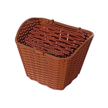 Imagem de Amagogo Cesta de Bicicleta Multiuso com Capa, de Plástico Elétrica Pendurada Na Frente Da Guiador para Acessórios de Bicicleta de Acampamento, MARROM