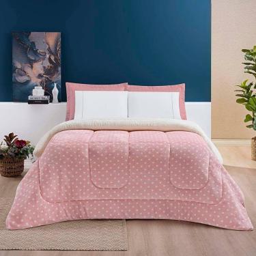 Imagem de Coberdrom Cobertor Celine Casal Queen 01 Peça Tecido Sherpa Manta Flannel Quente - Rosa