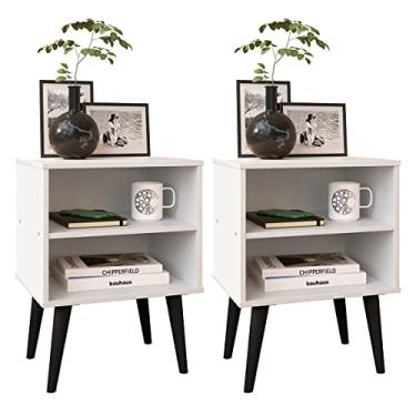 Imagem de Kit 2 Mesas de Cabeceira Retrô Rpm com Nicho - Branco - Rpm Móveis