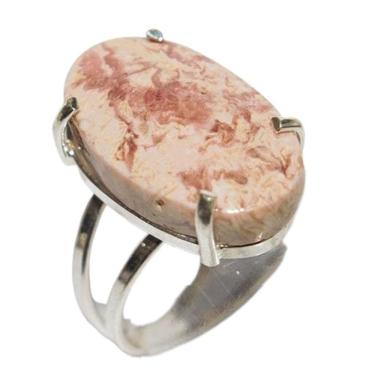 Imagem de Anel Cabochão Oval Rodocrosita Tamanho M Garra Prata 950