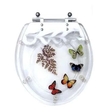 Imagem de Assento Sanitário Decorado Sabará P/ Icasa Borboletas Branco
