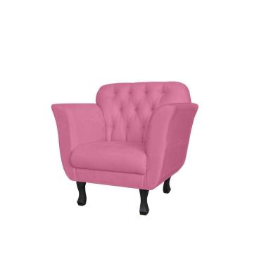 Imagem de Poltrona Decorativa Dália Suede Rosa Pés Madeira Mz Decor