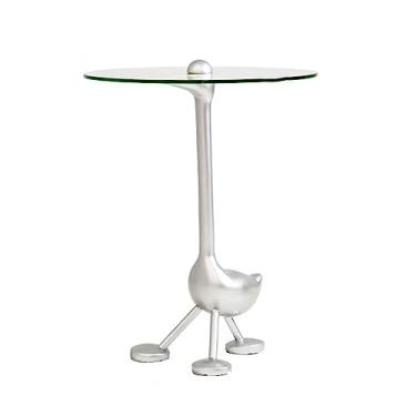 Imagem de Mesa de centro mesa lateral redonda, mesa de canto pequena para sala de estar quarto varanda escritório, mesa lateral moderna de cabeceira decoração de casa, com mesas de canto de mesa de vidro temperado
