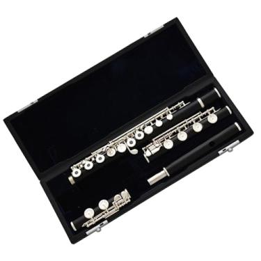 Imagem de flauta transversal Flauta Tremolo Com Teclas Banhadas A Prata De Madeira Preta Com Pé C E Pé Bb Cabeça Europeia
