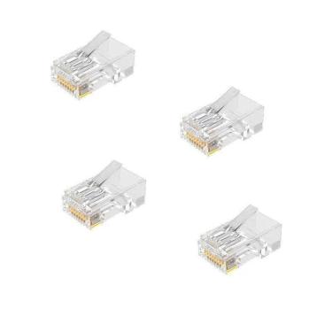 Imagem de Conector RJ45 Macho Transparente - 4 Unidades | U/UTP Cat.5e