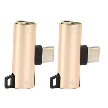 Imagem de Adaptador De áudio Usb C Para 3.5mm, 2 Pacotes, Conector De Função Dupla Tipo C 3.5mm Para Ouvir Música E Carregar Simultaneamente(Ouro)