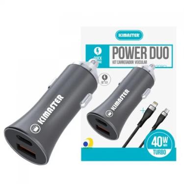 Imagem de KIT CARREGADOR VEICULAR KIMASTER CABO USB C PARA LIGHTNING CV209CL