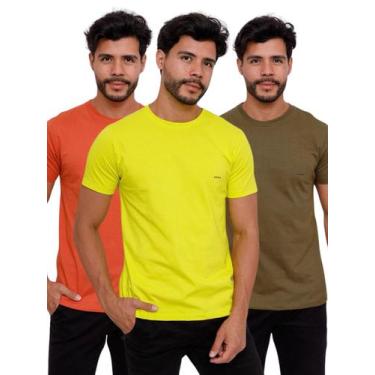 Imagem de Kit 3 Camisetas Masculina Lisa Premium 100% Algodão - Liz Modas