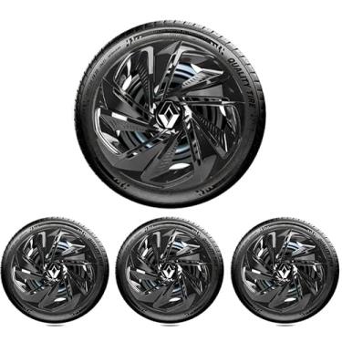 Imagem de Jogo 4 Calotas Esportiva Nitro Preto Brilhante Aro 14 RLT Sandero Logan Clio Megane Fluence Symbol