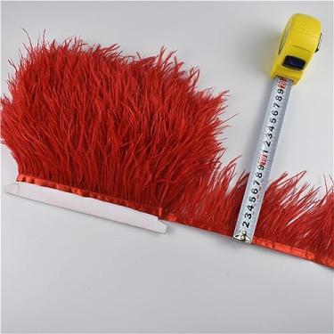 Imagem de 1 metro de penas de avestruz acabamento franja 8-10 cm DIY saia costura penas brancas decoração roupas decoração cor 3