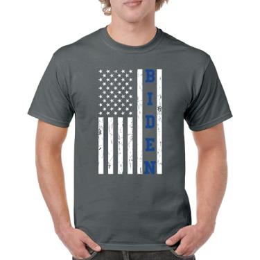 Imagem de Camiseta Joe Biden Bandeira Americana 2024 Pro Democratic Party President Democrats Blue States USA Political Men's Tee, Carvão, XXG