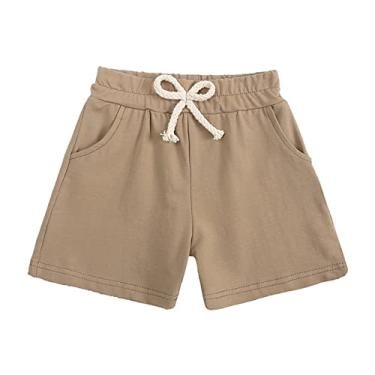 Imagem de Shorts infantis unissex de algodão para bebês e bebês respiráveis de algodão para meninos e meninas, Café, 3-4T