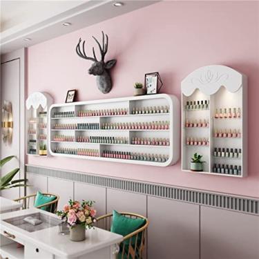 Imagem de Prateleira de exibição de óleo essencial de esmalte de unha em salão de beleza, prateleira de exibição de arte de metal para armazenamento de esmalte de unha Armário de exposição montado na