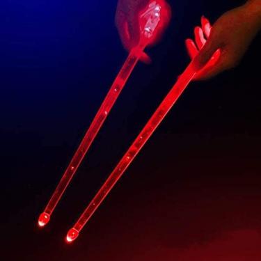 Imagem de Baquetas iluminadas luminosas, bateria de baqueta de cor LED neon, baquetas eletrônicas iluminadas, instrumento de festa leve, brilho luminoso brilhante nas baquetas escuras, 39,5 * 1,5 cm,