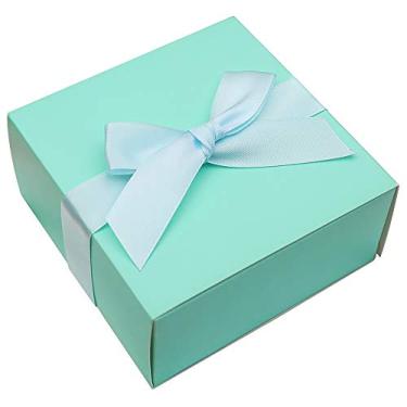 Imagem de Doris Home 50 pcs Birthday Wedding Party Favor Boxes, Aqua 4 * 4 * 2 inch Wedding Gift Bags Chocolate Candy and Gift Boxes Bridal Shower Party Paper Gift Boxes with Ribbons