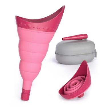 Imagem de TRIPTIPS Pee Conch Dispositivo de mictório feminino dobrável Urinol portátil para mulheres Funil de xixi para viagens femininas, copo de xixi para mulheres em pé para fazer xixi, funil de mictório