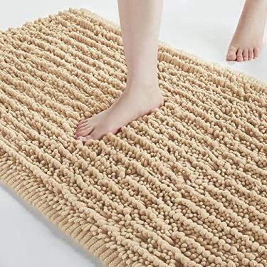 Imagem de FLOLEOPA Tapetes de banheiro de microfibra de pelúcia macia, tapetes de banho absorventes antiderrapantes, lavagem à máquina, tapetes de banho secos para banheira, chuveiro e banheiro (43 x 61 cm,