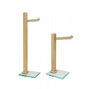 Imagem de Kit 01 Papeleira uma Haste e 01 Porta Toalhas de Bancada Vidro Incolor Ouro Fosco Ducon Metais Ouro Fosco