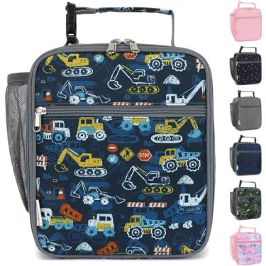 Imagem de GYEUKHAM Lancheira para crianças, meninos, meninas, homens, mulheres, kit de lancheira térmica pequena e macia para escola, trabalho, piquenique, viagem – Lancheira portátil reutilizável, caminhão de