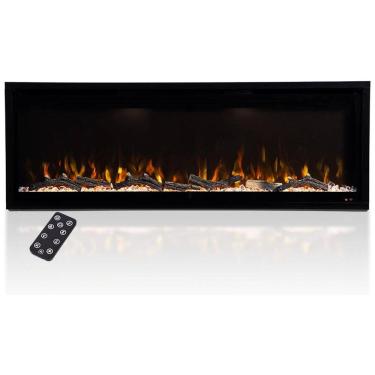 Imagem de Lareira Elétrica de Embutir A44x127L com Controle por APP e Chamas Multicoloridas, 110V 1500W, Modern Ember, Preta