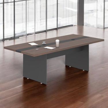 Imagem de Mesa de Reunião 6 Lugares com Faixa Metz Freijó Preto
