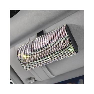 Imagem de Osilly Suporte de óculos de sol para carro Bling para viseira de sol, organizador de clipe automotivo de couro brilhante com fecho magnético oculto para homens e mulheres, universal para SUV Truck Van