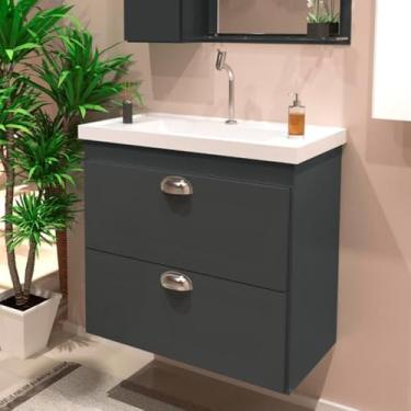 Imagem de Gabinete Toucador Para Banheiro Veneza Com Cuba 58cm Grafite