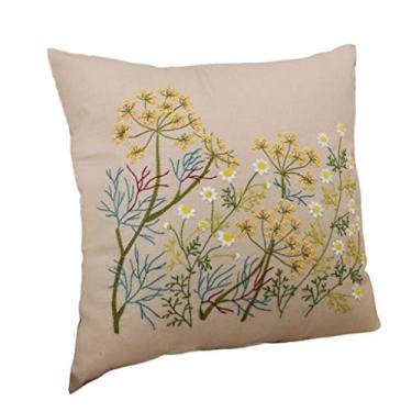 Imagem de Abbraccia Kit de bordado para iniciantes, fronha faça-você-mesmo, decoração de ponto de cruz - camomila