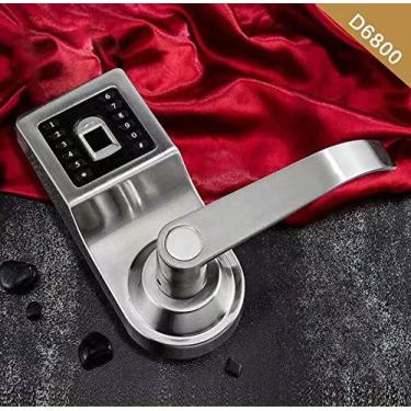 Imagem de Fechadura de porta inteligente, fechadura digital LUOOV, destrave com controle remoto, cartão M1, código e chave, direção da alça reversível (impressão digital slivery)