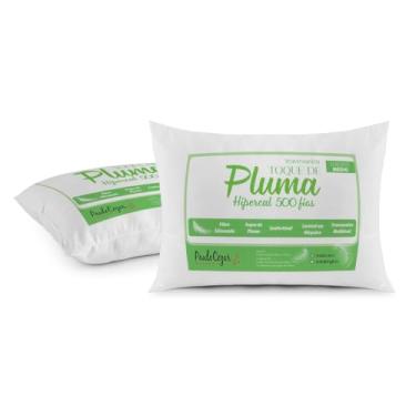 Imagem de Kit 02 Travesseiros Toque de Pluma Pena Hipercal 500 Fios 50x70cm Antiácaro, Antialérgico, Lavável em Máquina