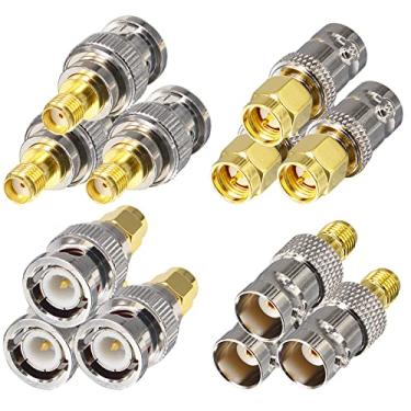 Imagem de onelinkmore Kits adaptadores SMA para BNC para rádio portátil SDR, gmrs, Baofeng UV-5R, scanner, adaptadores Walkie Talkie SMA macho fêmea para BNC macho fêmea RF adaptador coaxial conector coaxial