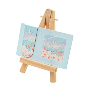 Imagem de 10 peças - Pintura a óleo lindo cenário marcador magnético classificação de livro de estudante clipe de página de papel dupla face - pêssego neve topo 10 cm * 6 cm (incluindo cartão de papel)
