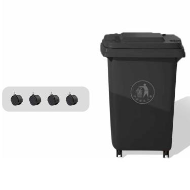 Imagem de Grande Lata Lixo Lata Lixo Ao Ar Livre Com Rodas Tampa 30L 50L 100L 120L Grande Lata Lixo Cozinha Para Varanda Quintal Deck Pátio(Black,30L)