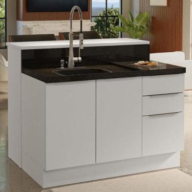 Imagem de Ilha de Cozinha com Bancada e Balcão 120 cm Stella Madesa, Branco