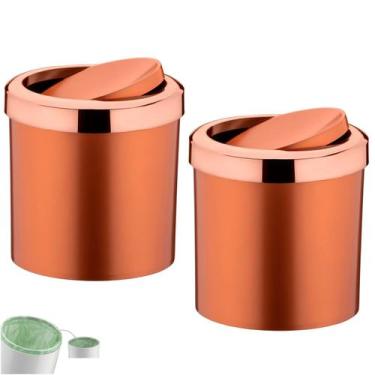 Imagem de Kit 2 Lixeira 5 Litros Tampa Cesto De Lixo Basculante Para Cozinha Ban