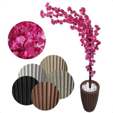 Imagem de Cerejeira Japonesa Artificial Curvada Pink Grande Vaso Decorativo - Fl