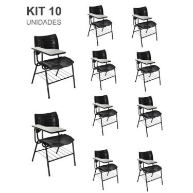 Imagem de KIT 10 Cadeiras Escolar PRETA com porta livros - Mastcmol