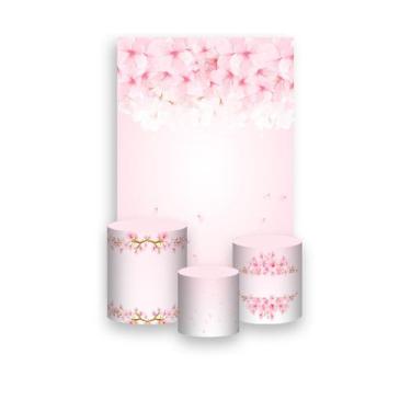 Imagem de Painel De Festa Vertical 1,50 x 2,20 + Trio De Capas Cilindro - Flor d