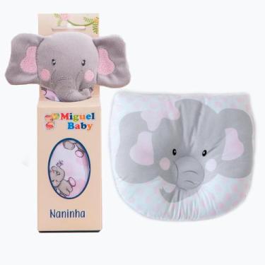 Imagem de Kit Travesseiro Apoio de Cabeça Bebe Infantil + Naninha Prendedor de C
