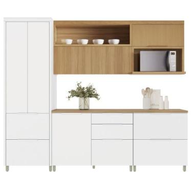 Imagem de Cozinha 5 Peças Marquesa 6 Portas 6 Gavetas 100 MDF Nesher, Branca / N