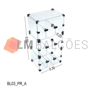 Imagem de Baleiro Expositor Preto de Vidro - 0,30 x 0,60 x 0,20m - LM Balcoes