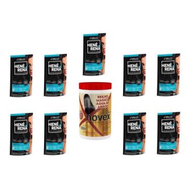 Imagem de Hene Em Gel Rena Preto Natural 09x180gr Pouch+Brilho Magico Agua Arroz