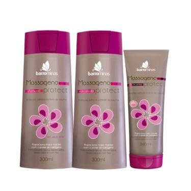 Imagem de Kit shampoo, condicionador e creme para pentear Massageno Protect Barr