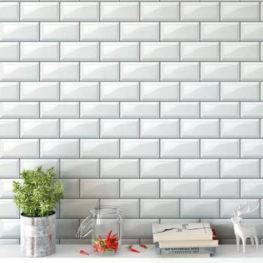 Imagem de Papel de Parede Azulejo Tijolinhos em Tons de Cinza E Branco 1 Metro -