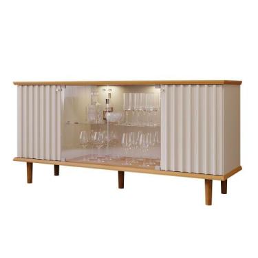 Imagem de Buffet Aparador 4 portas com Vidro Temperado Janice Cimol Nature/Off W