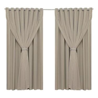 Imagem de Cortina sala blackout tecido e voil ilhós cromado 3,00X2,20 - Empório 