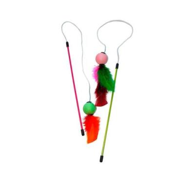 Imagem de Brinquedo Plumas e Penas Varinha Fishing Ball para Gatos - Cores Sorti