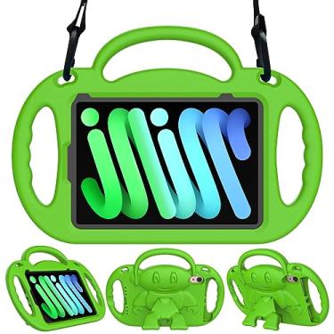 Imagem de TOEVEK Capa infantil para iPad mini 7 (A17 Pro) 2024/Mini 6 2021, iPad mini 7ª/6ª geração com alça de ombro – capa protetora durável à prova de choque com alça de suporte para iPad 20,3 polegadas