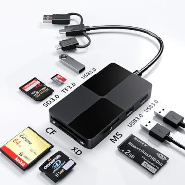 Imagem de Novo adaptador de memória USB 3.0 Pro Duo atualizado – suporta leitura de 5 cartões simultaneamente leitor de cartão MS/TF/XD/CF/SD adaptador de câmera digital com 3 portas USB extras para iPhone