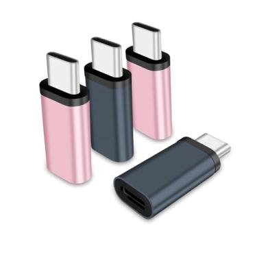 Imagem de ACMEMATION Adaptador Lightning fêmea para USB C macho – Pacote com 4 conectores de carregador USB tipo C 3.0 compatível com iPhone 15/15 Pro/15 Pro Max/15 Plus, iPad Air, Google Pixel, carregamento de